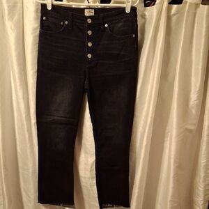 J. Crew High Rise Black Button-Fly Jeans 28
